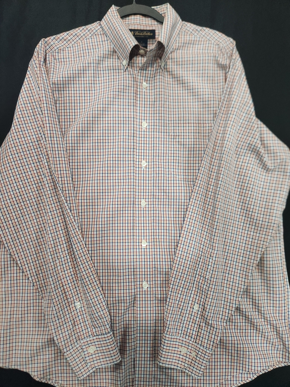 Brooks Brothers Plaid Button-Down Shirt in White, Blue & Red